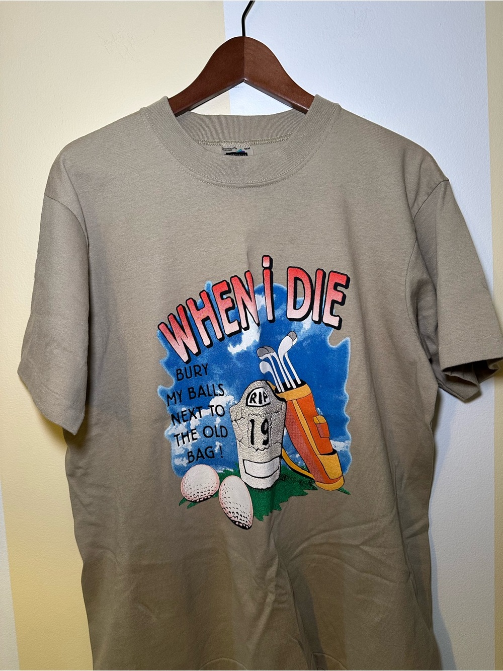 Vintage 90s Funny Golf T Shirt Medium "When I Die Bury My Balls Next To Old Bag"